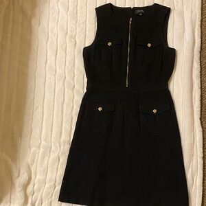 Tahari Black Mini Dress with Gold Accents